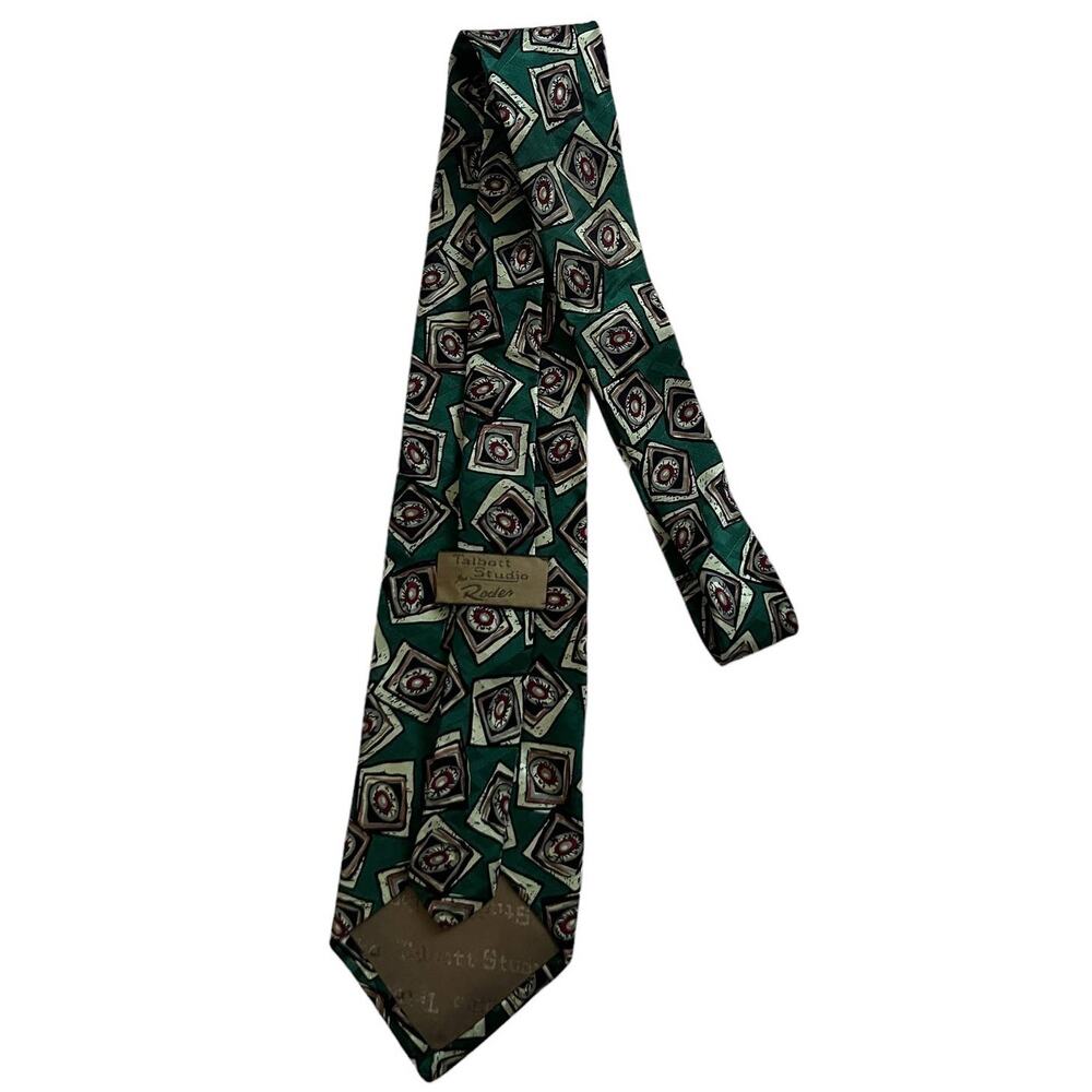 Robert Talbott Studio Green Black Square Oval Geo… - image 4